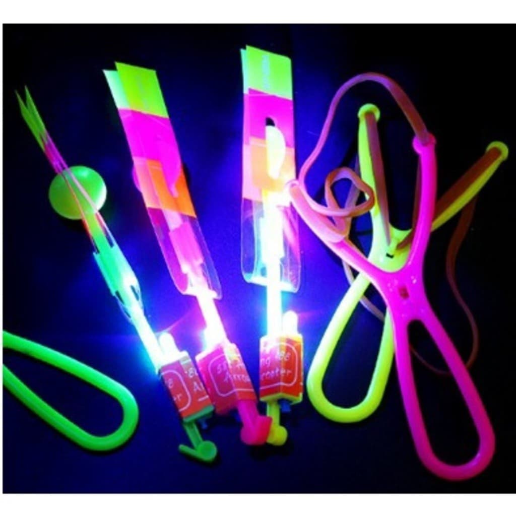 Kit5/10/15/20/25/30avatar voador de led com estilingue foguete helicóptero brinquedo de criança