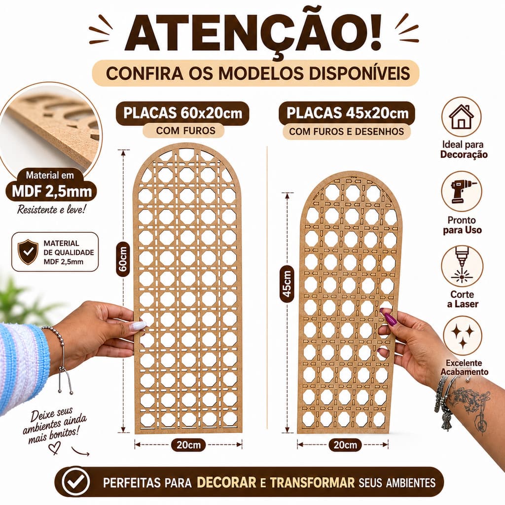 Kit Cabeceira Modular Placas Decorativas MDF Palha Indiana Cama King Queen Casal Infantil