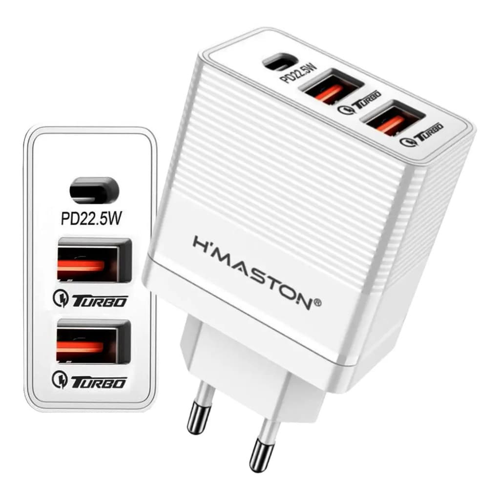 Carregador Turbo 67.5w 3 Saídas Original H'maston Homologado