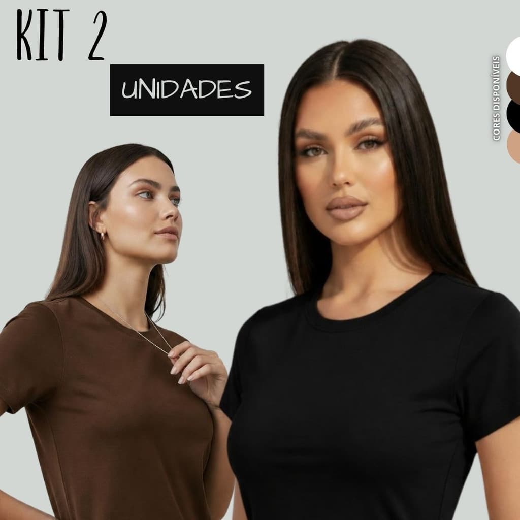kit 2 Blusas Suplex Manga Básica Feminina Manguinha Premium Qualidade Camiseta