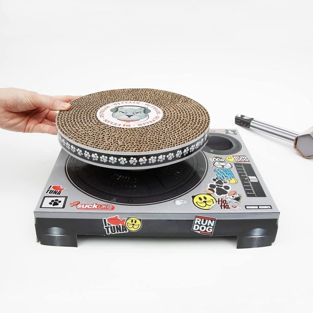 Suck UK Cat Scratcher DJ Decks - Arranhadores de Papelão para Gatos - Tábua de Arranhar Divertida para Gatos - Tapete de