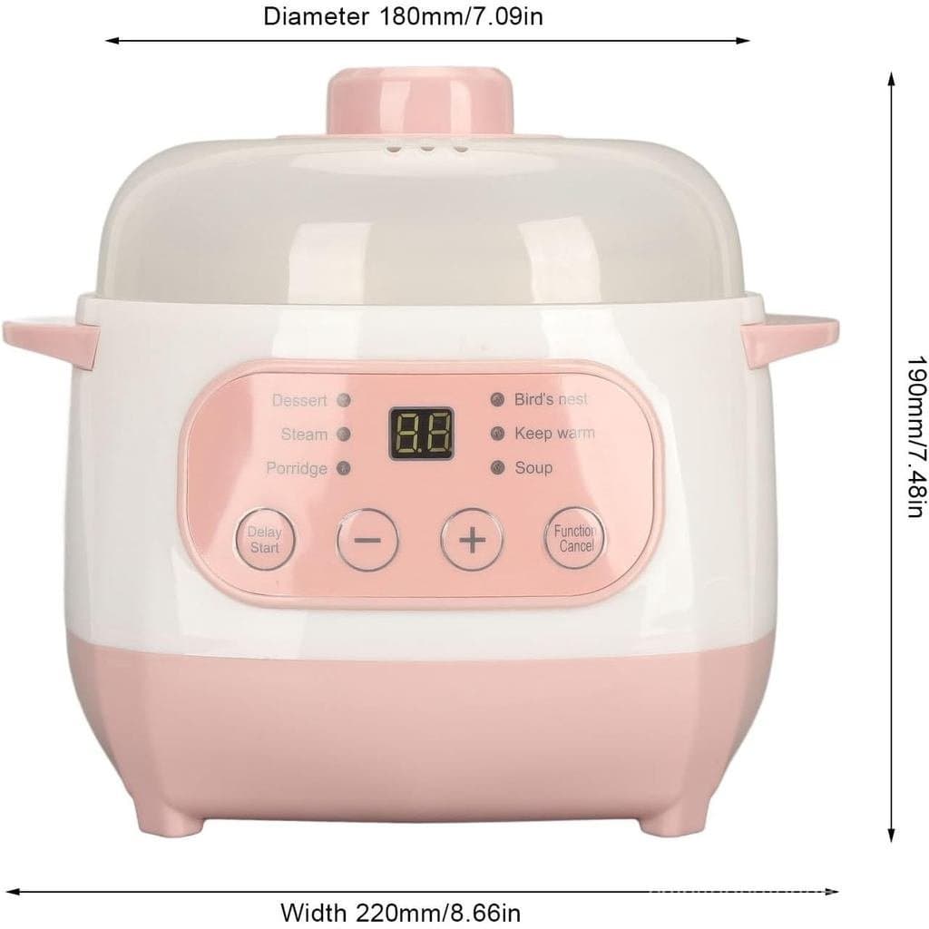 Panela Elétrica ZJchao, 1L 200W, Panela Elétrica Inteligente de Cerâmica para Sopa e Mingau, Mini Panela de Cozimento Le