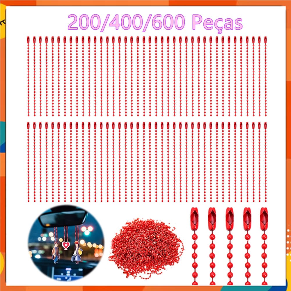 200-600 peças, corrente de bola de Metal de 10 cm, corrente com contas vermelhas, etiqueta de cachorro DIY, pingente de