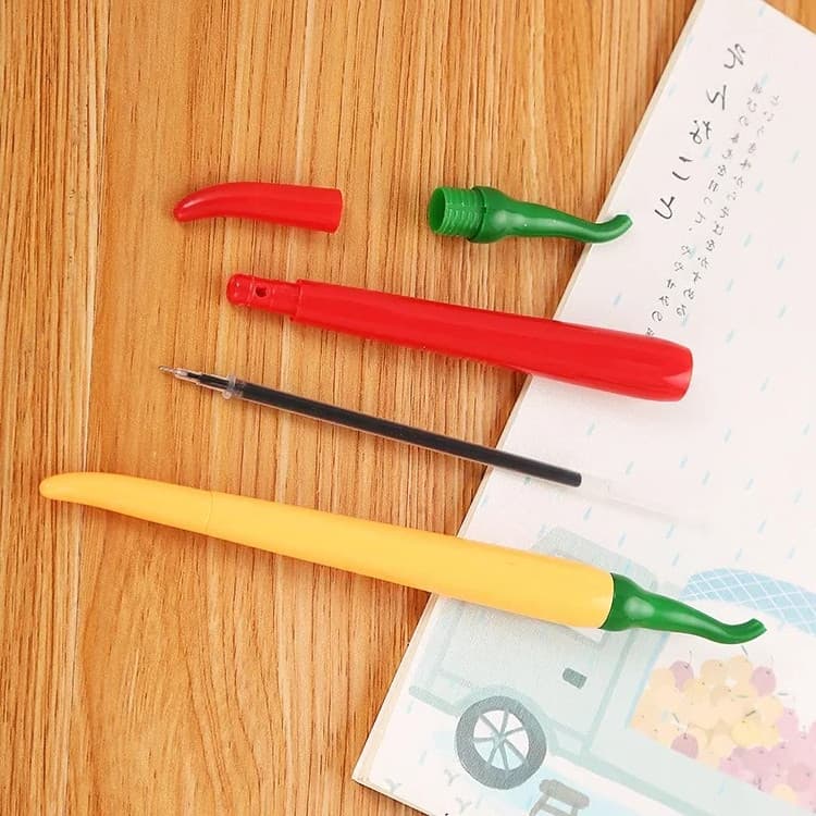 12 Pcs Novidade Simulação Criativa Chili Modelagem Caneta Neutra Estudante Papelaria Material De Escritório Canetas