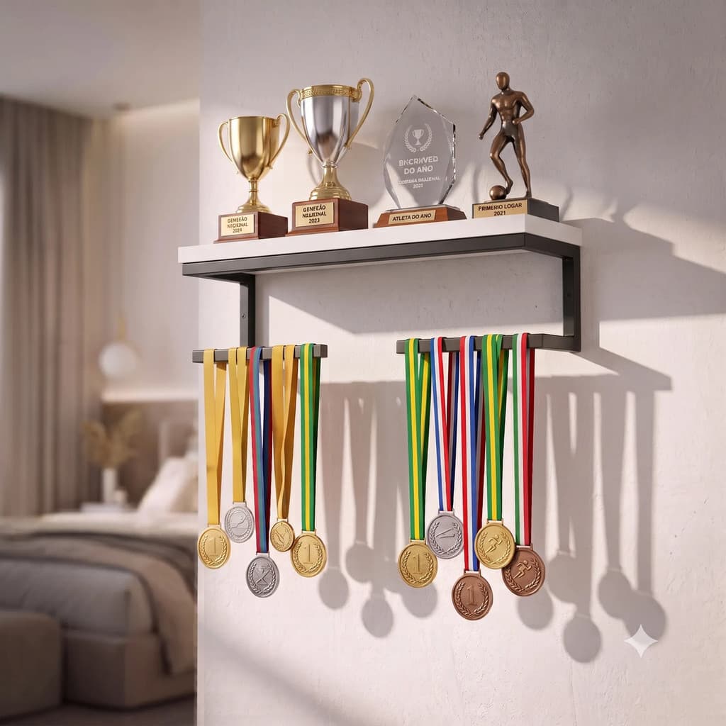 Prateleira Porta-troféus Medalhas Suspenso Aço