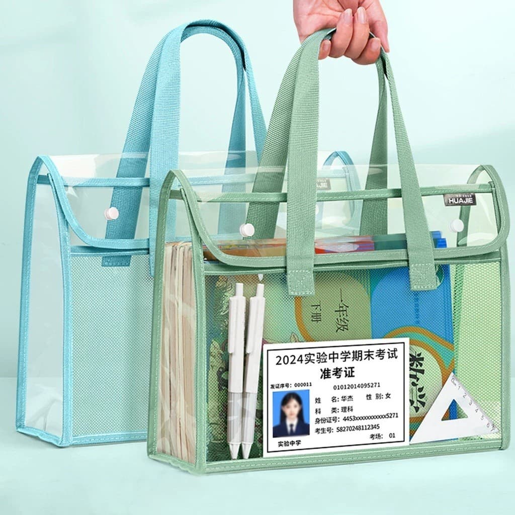Saco De Arquivo De PVC Transparente , Organizador De Documentos Expansível De Grande Capacidade Para Papel A4 , Pasta De