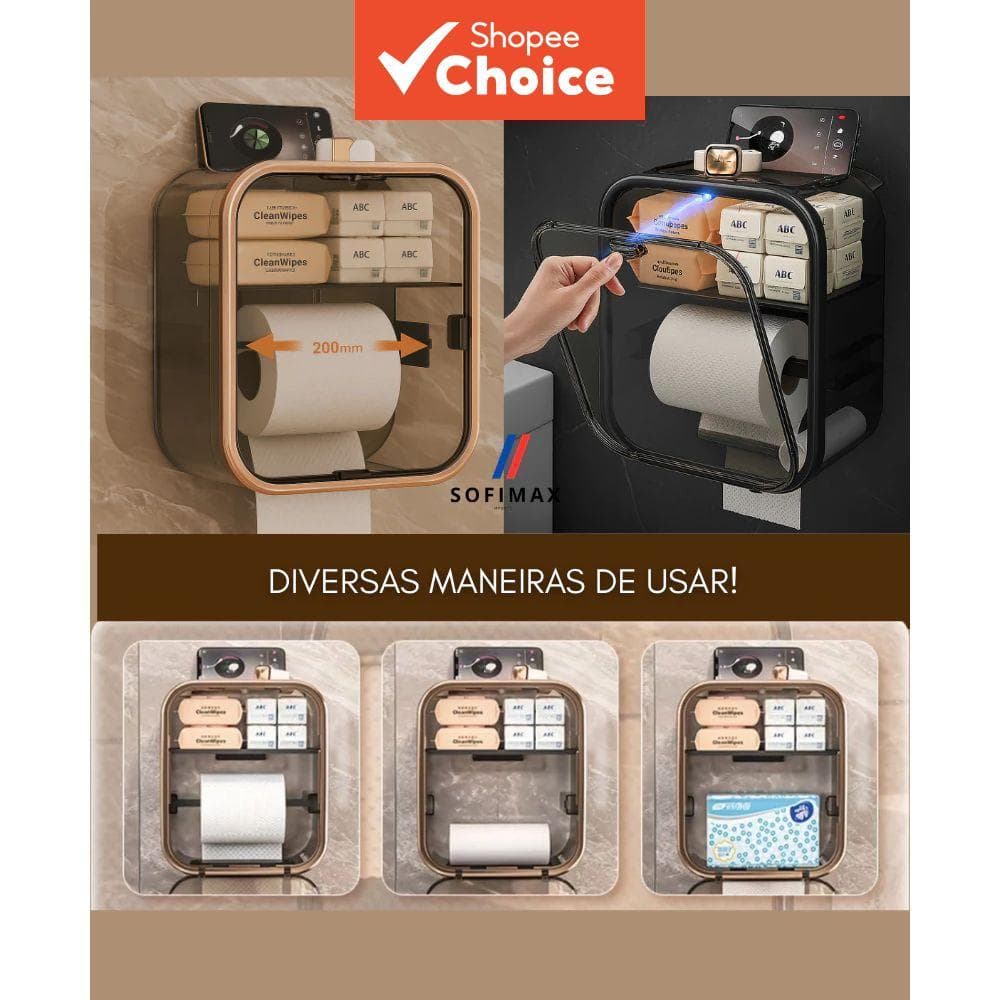 Suporte de Prateleira Adesivo de Parede para Banheiro para Papel Higiênico, Lenços e Telefone