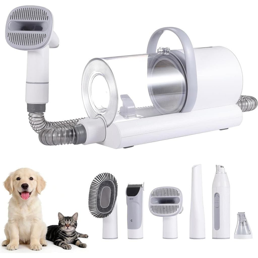 Aspirador de Pelo para Cães, 13000Pa Potente com Copo de 1,5L, Aspirador Elétrico 6 em 1 para Animais de Estimação com C