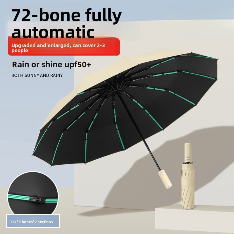 Guarda-chuva de 72 ossos Business High-End Sense Guarda-chuva dobrável totalmente automático reforçado à prova de vento