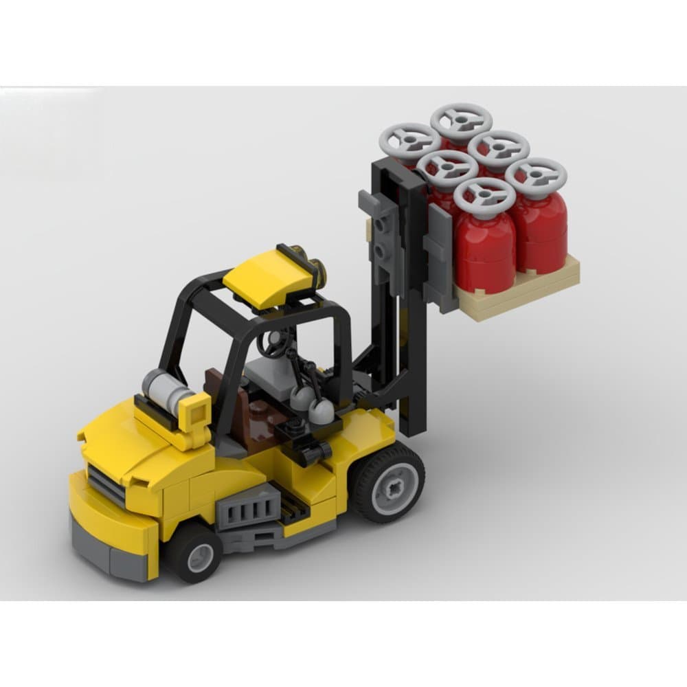 Brinquedo de montar modelo de empilhadeira industrial, para crianças, 112 peças de blocos.