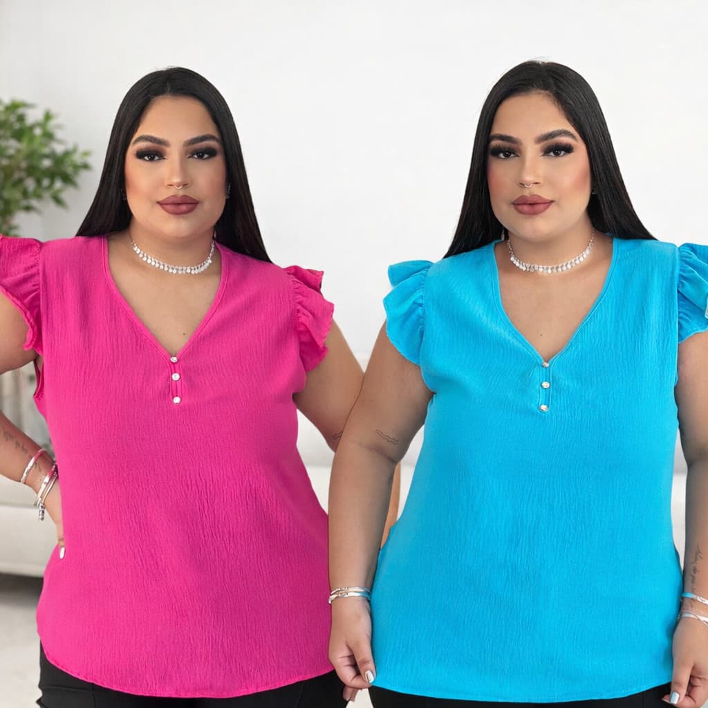 Blusa Plus Size Feminina Duna Elegante Confortável Soltinha GG G1 G2 G3 44-54