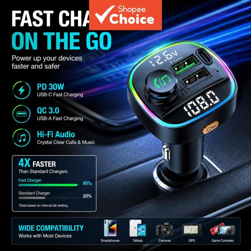 C22 Carro Transmissor Fm BLUETOOTH Alto-Falante Sem Fio Duplo USB Tipo-c Mãos-Livres Mp3 Player 3.1a Carregador Rápido
