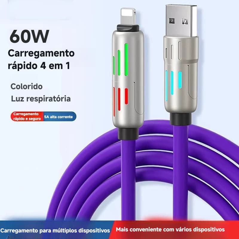 Coluna óptica quatro em um cabo de dados PD dois para dois tipo c carregamento rápido adequado para Apple Huawei