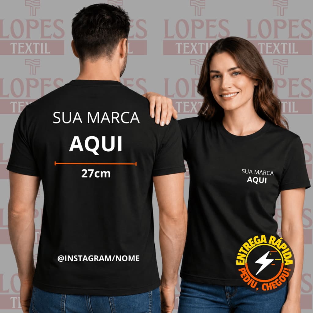 Camiseta Unissex 100% Algodão Personalizada Uniforme Empresa | Do P ao G5 | Plus Size SUA MARCA AQUI