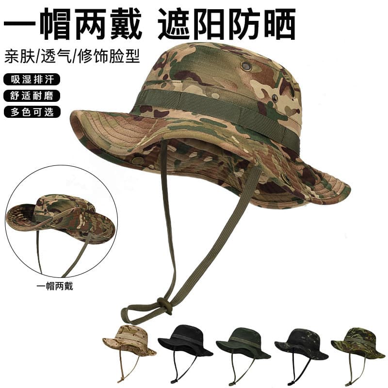 Chapéu de pescador camuflado para pesca, caminhadas e trekking ao ar livre em todas as estações, proteção solar de verão