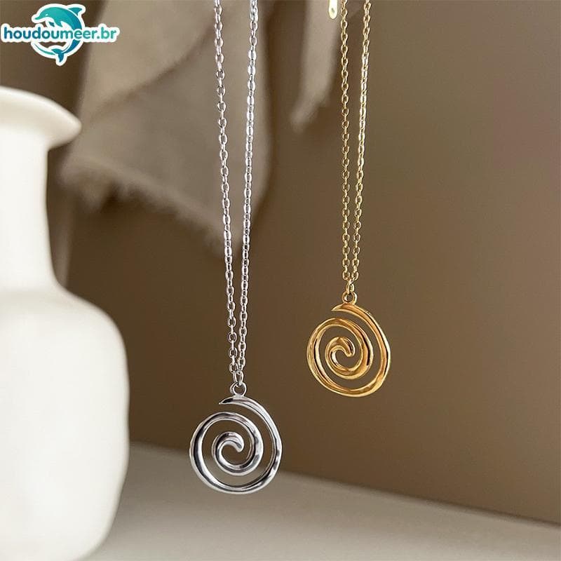 HOUDO Metal Oco Vórtice Espiral Pingente Nelace Para Mulheres Homens Punk Cavicle Corrente Jóias