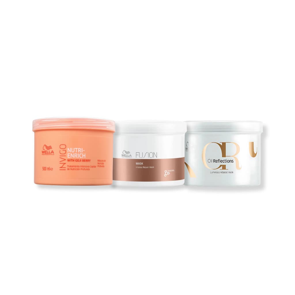Kit Wella - ( Máscara 500g Enrich , Máscara 500g Fusion e Máscara 500g Oil Reflections )