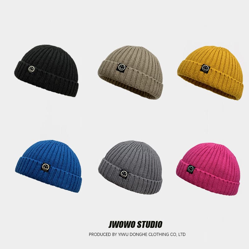 Outono inverno curto Smiley malha melão pele chapéu das mulheres dos homens versão coreana Hip-Hop Yuppie chapéu de lã A