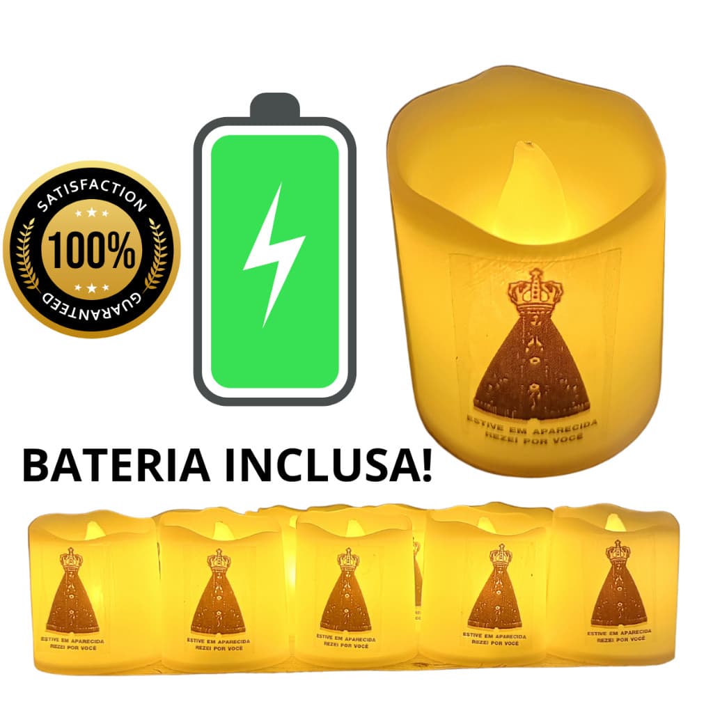 Velas Led Nossa Senhora Aparecida Religioso decorativas de Led eletrônicas (COM BATERIA INCLUSA)