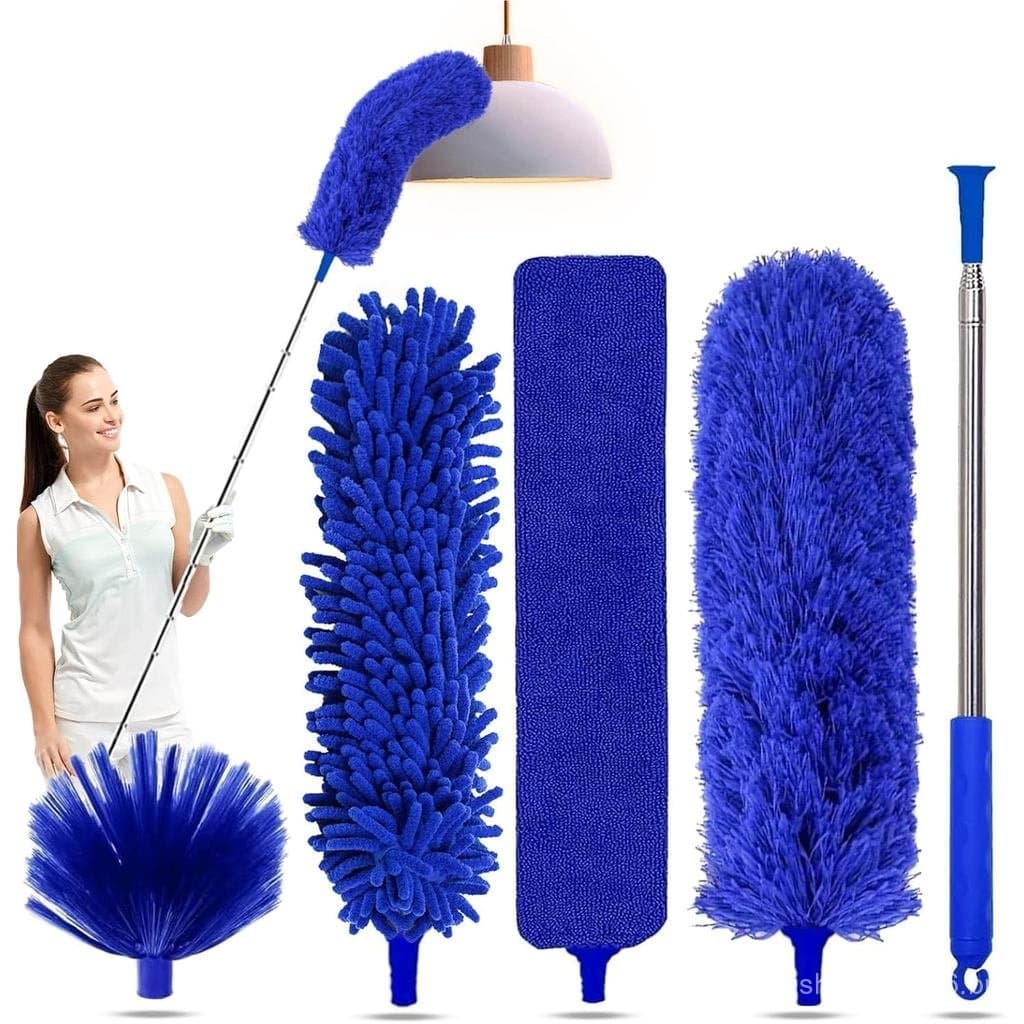 Kit de 5 peças de espanadores para limpeza, espanador com cabo extensível, espanador extensível de 100 polegadas