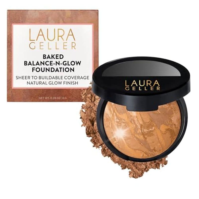 LAURA GELLER NEW YORK Baked Balance-n-Glow Base Em Pó Iluminador – Caramelo Feito À Mão Na Itália Acabamento Acetinado C