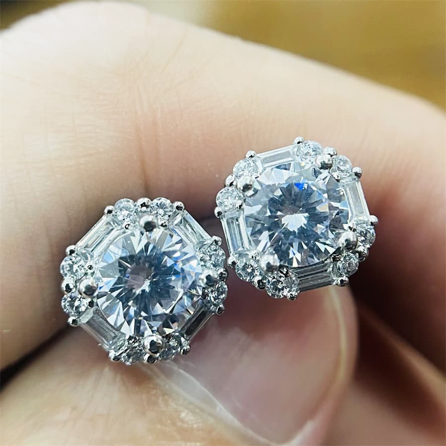 ED125 novo estilo especial em forma de diamante misto 1 quilate 50 pontos zircão brincos femininos agulha de prata brinc
