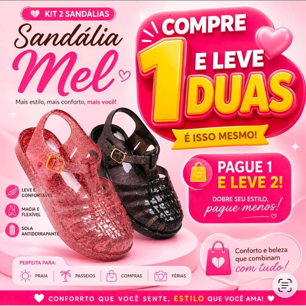 Sandália Mel Xereta Infantil Menina Antiderrapante Macia Confortável Fofa