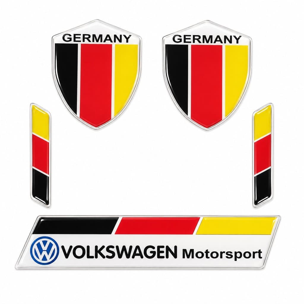 Emblema Alemanha Motorsport 3D Resinado Premium Alto Relevo Adesivo Automotivo Universal Carro Moto
