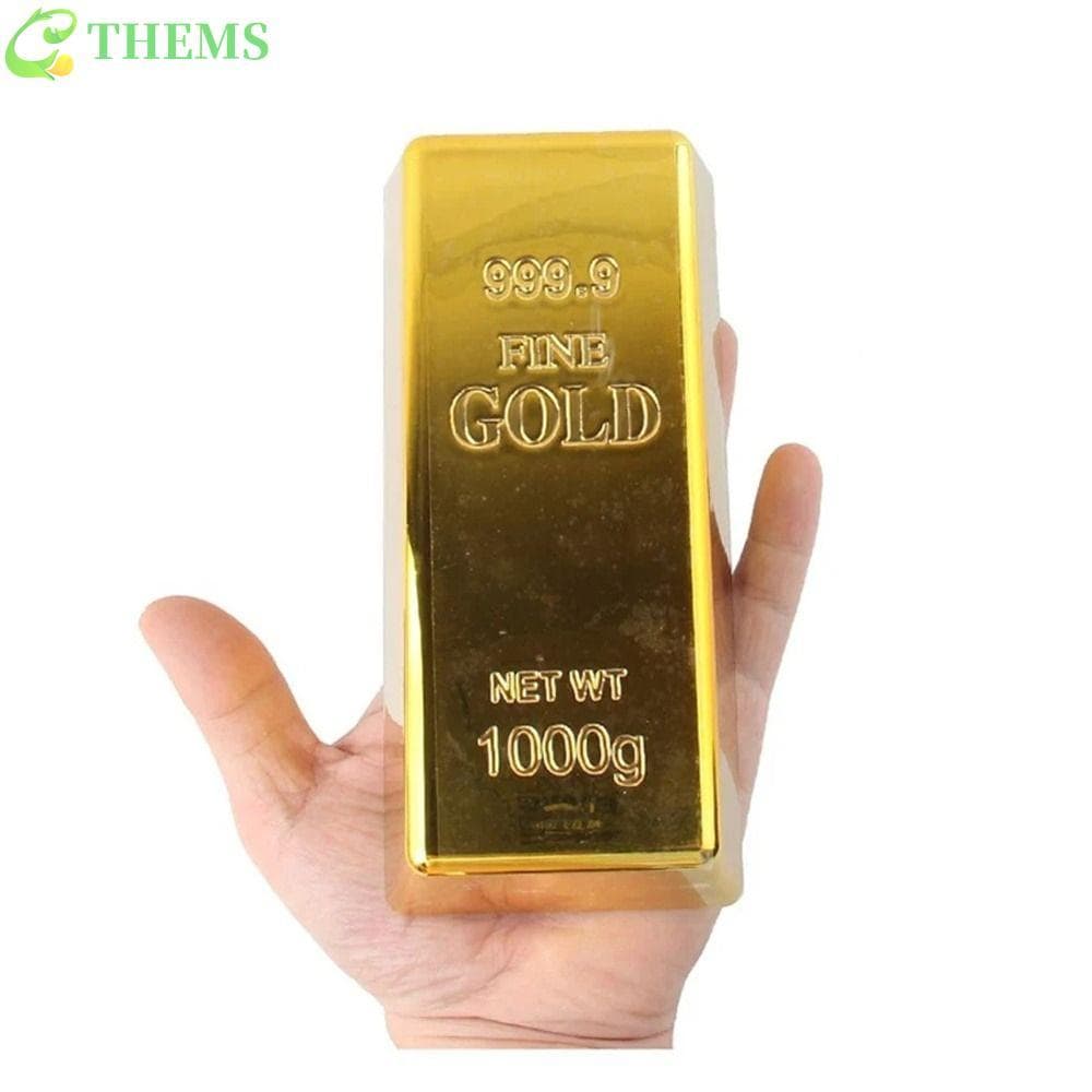 Barra De Ouro Falsa THEMS , Tijolo Dourado De Parada De Porta De Simulação , Barras De Suporte De Filme De Plástico Bril