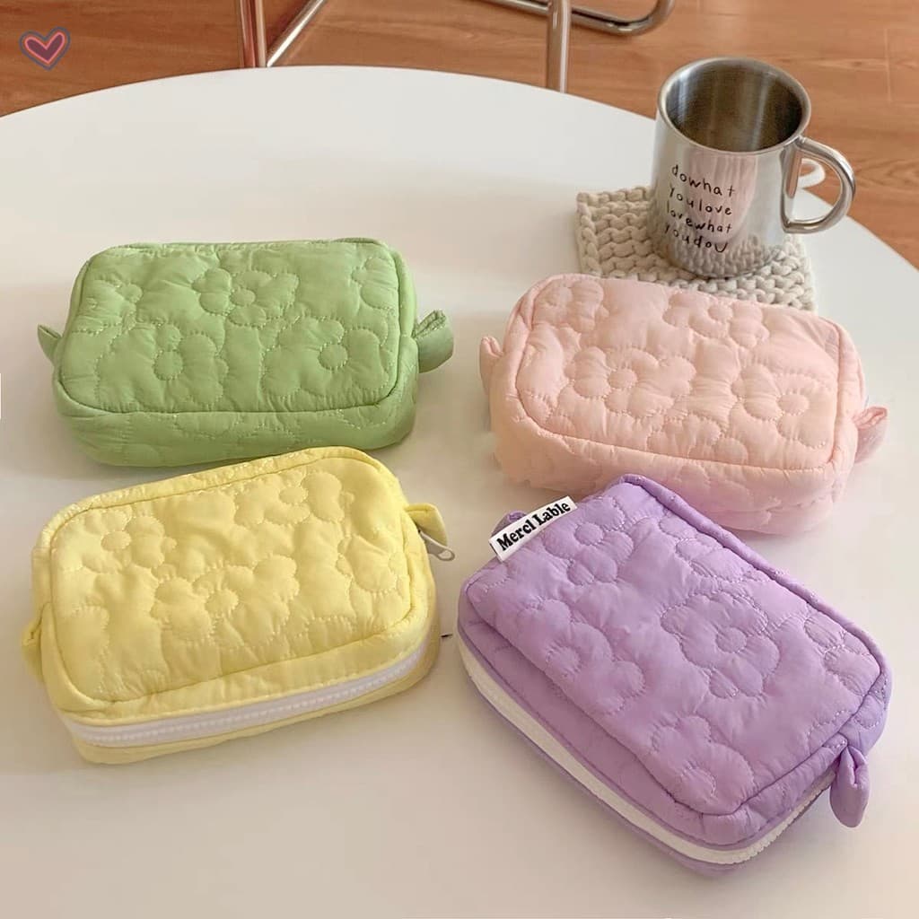 Bolsa De Maquiagem Com Flores Macias Em Cores Doces-Organizador De Higiene Pessoal Da Moda Coreana Para Armazenamento De