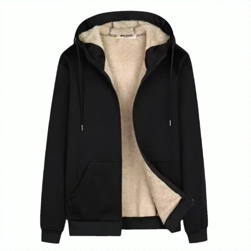 【Ultra-Aquecido】Casaco Masculino Com Capuz De Lã Pelúcia Inverno  Zíper