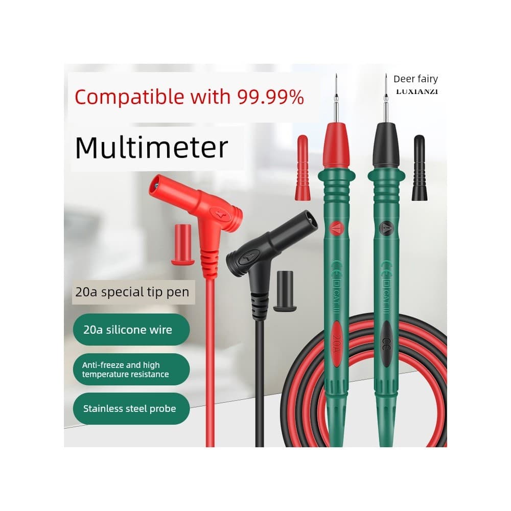 Caneta de teste Extra-ponta de aço inoxidável, multímetro, plugue de sonda, agulha de aço de Silicone, acessórios multif