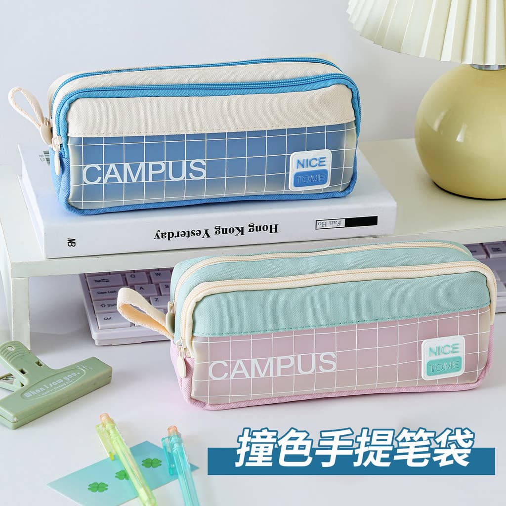 2025 Novo estilo Estojo de lápis de cor contrastante Estilo menina Alunos do ensino médio Bolsa de papelaria de alto val
