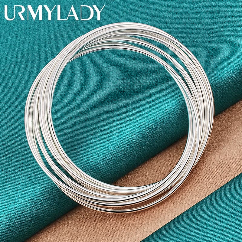 URMYLADY 925 Prata Esterlina 10 Círculos Pulseiras Para Mulheres Festa De Casamento Charme Jóias Finas MNBS