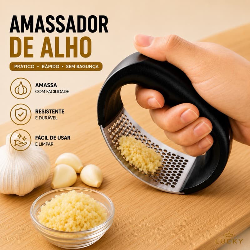 Amassador Espremedor de Alho Inox