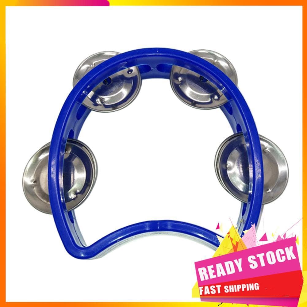 Gfgfgfgg Pandeiro de 4 sinos e som rico e brilhante fácil de usar para o jardim de infância (azul)