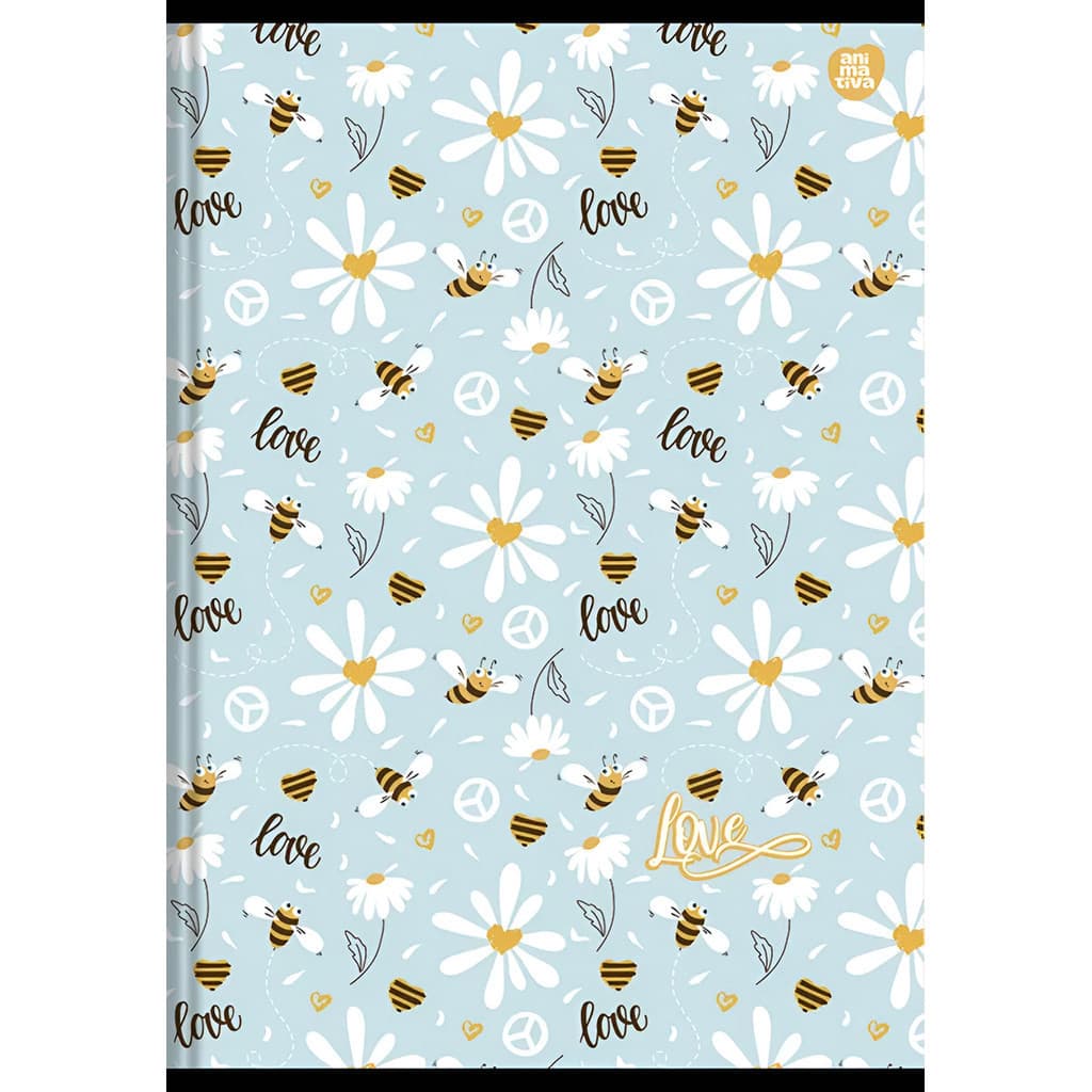 Caderno Brochurao Love Animativa 80fls 1 Mat Escolar C Dura Mod Abelhinha