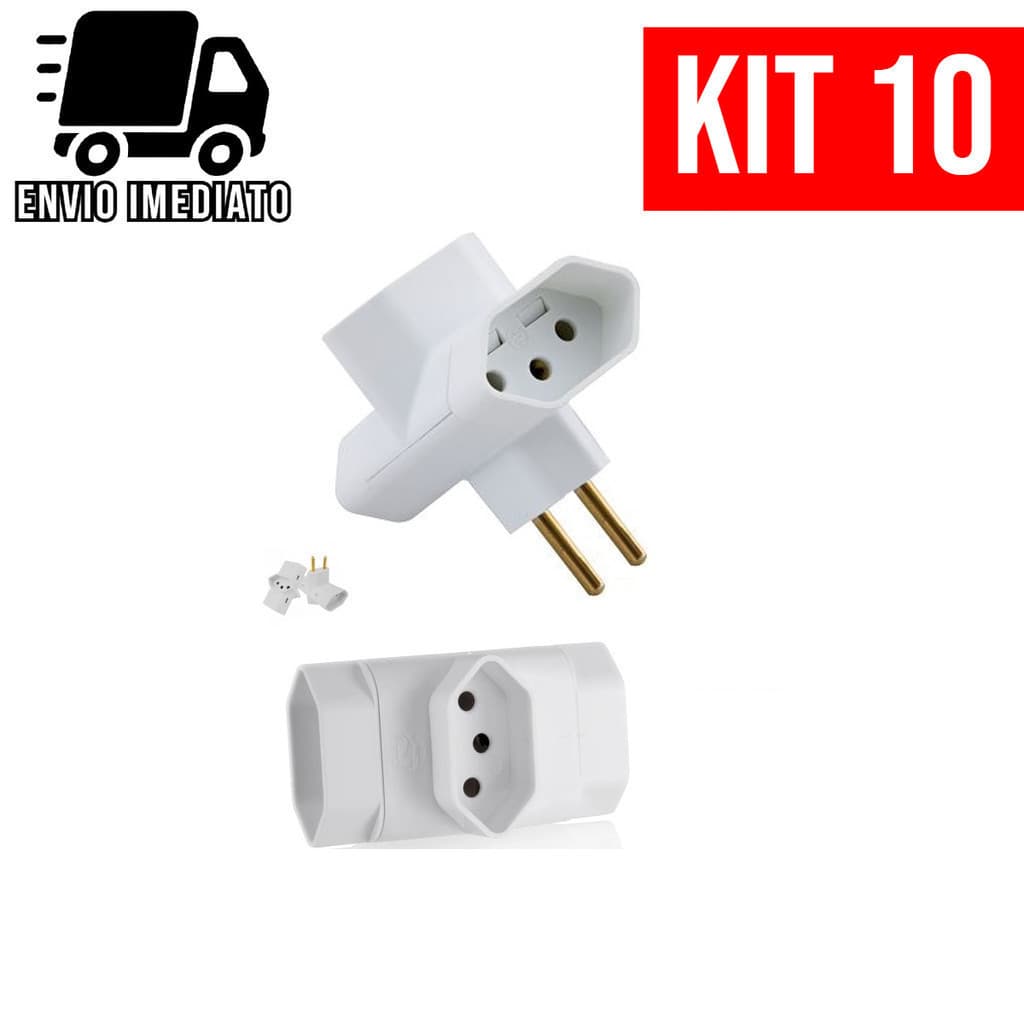 Adaptador de Tomada Benjamin 3 Pinos Multiuso Formato T de 10A