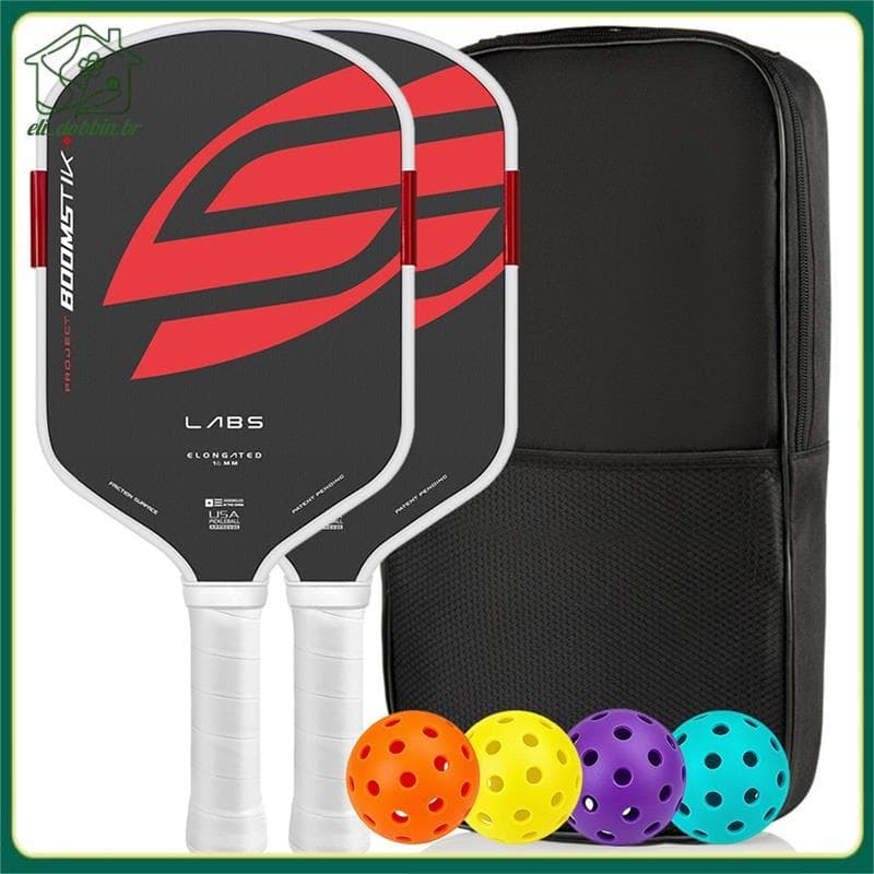 [eli_dobbin.br] Conjunto De Pás De Pickleball Projeto Boomstk Raquete De Núcleo De Lança Alongada Com Bolsa De 4 Bolas