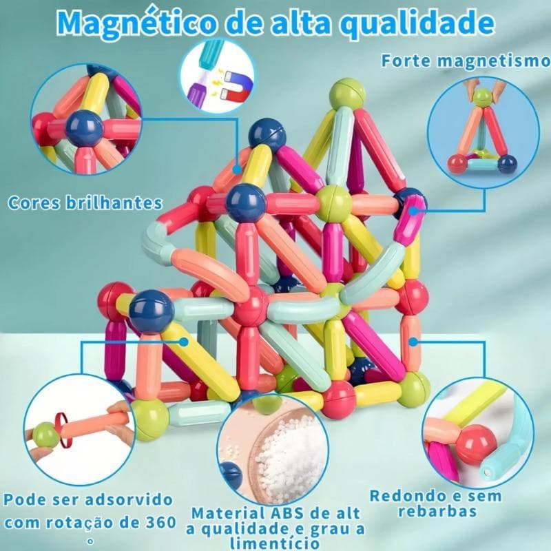 JOGOS Magnéticos Blocos De Montar Bastões Montessori Brinquedo Construção ímã Bolas E Varas para Infantil /Criança