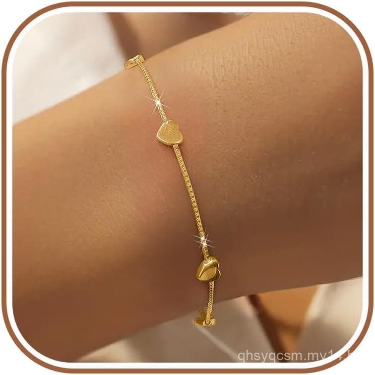 Pulseira Coração para Mulheres em Prata Esterlina 925 com Pingentes de Estrela, Lua e Esmeralda, Banhada a Ouro 14k, Pul