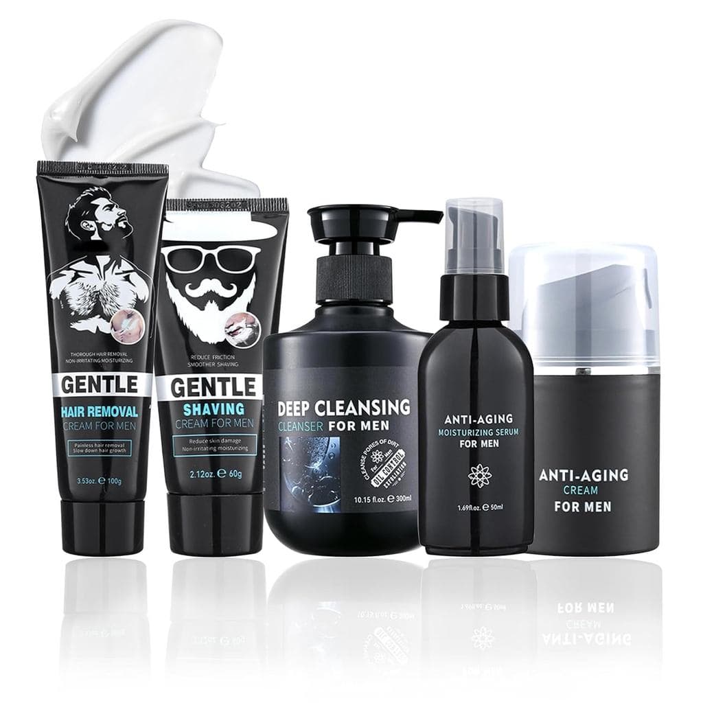 Conjunto de Cuidados com a Pele para Homens, Kit de Cuidados com a Pele Masculina com Creme de Barbear, Creme Depilatóri