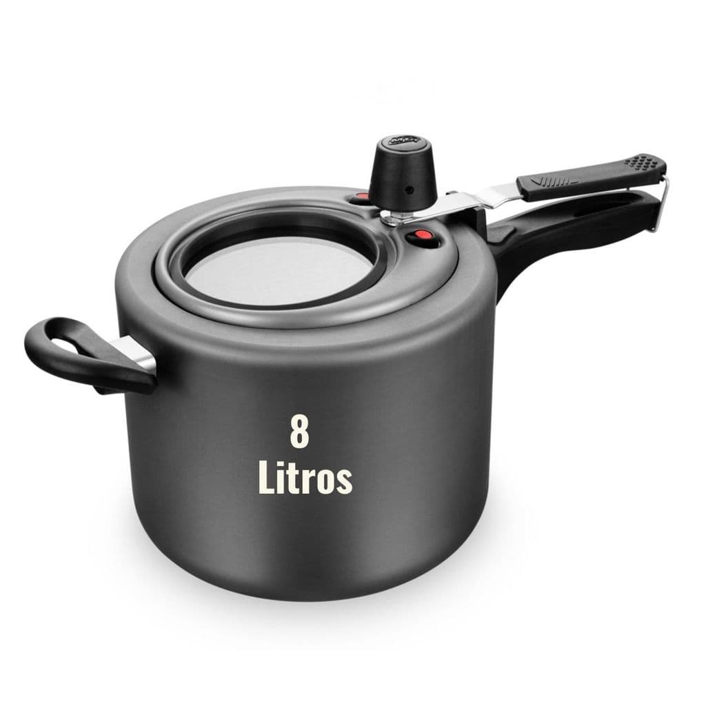 Panela de Pressão MTA 8 Litros com Visor de Vidro SuperFlon Ultra 7 Camadas Antiaderente