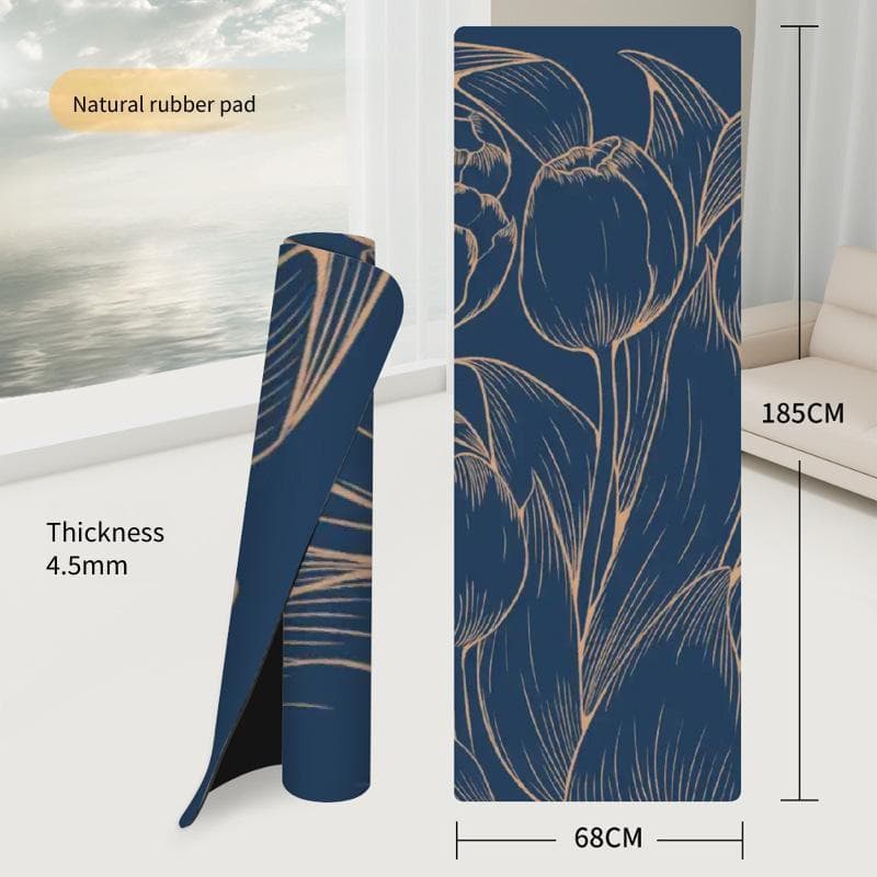 Tapete De Yoga Com Padrão De Dança De Tulipa De Borracha Natural 185 * 68 Extra Grande Antiderrapante Absorção De Choque