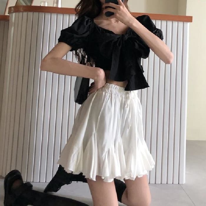 Super fada ins mais magro olhar fofo A linha saia feminina versão coreana redução de idade verão cinto forro All-Match a