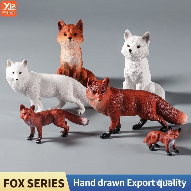 Modelo de brinquedo de raposa, raposa-do-ártico e raposa-vermelha, conjunto de modelos de animais da floresta, conjunto