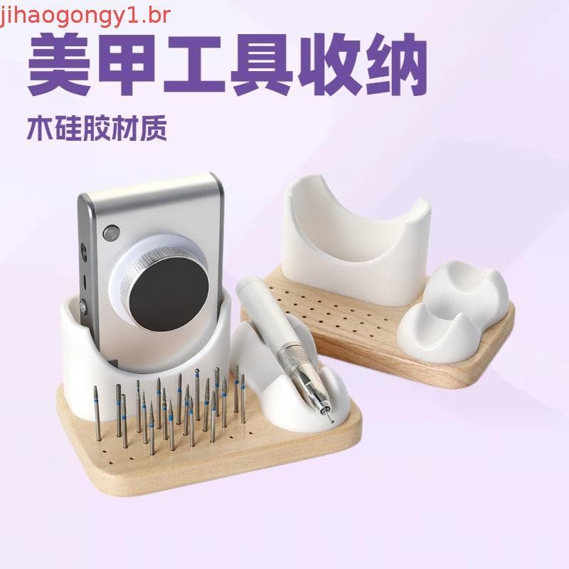 Suporte Para Máquina De Broca De Unhas Multifuncional De Madeira Com 24 Furos-Organizador De Bits De Caneta De Manicure