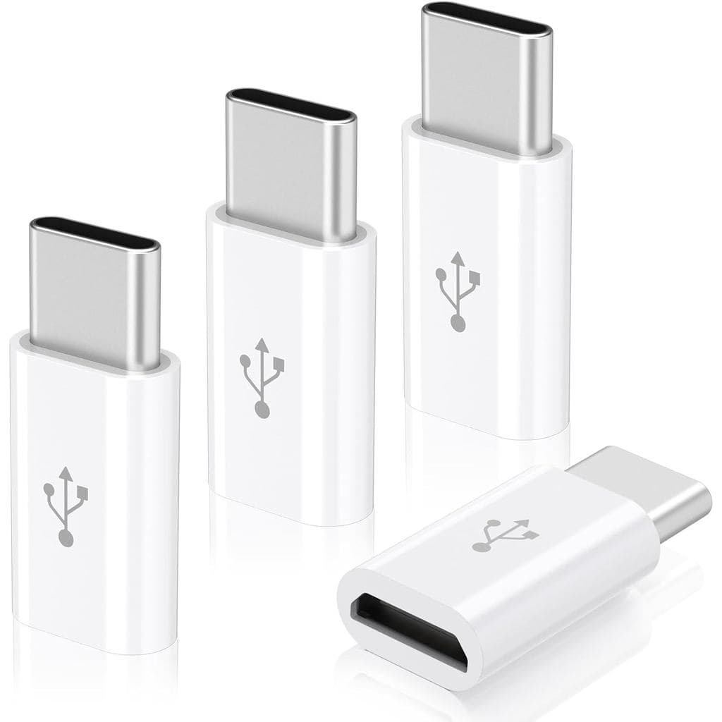 Pacote com 4 Adaptadores Micro USB para C, Adaptador OTG Micro-USB Fêmea para USB-C Macho Compatível com Samsung Gal