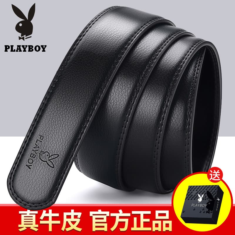 Playboy cinto de couro masculino sem cabeça fivela automática na moda jovens calças de couro cinto