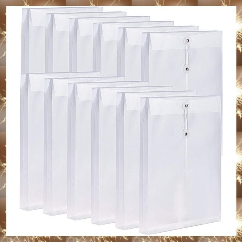 (Div 12 Pacotes De Envelopes De Plástico Transparente , Poli , Arquivos Expansíveis , Pastas De Documentos Com Botão E F